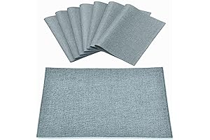 Machine Washable Fabric Placemats Set of 8, Light Gray