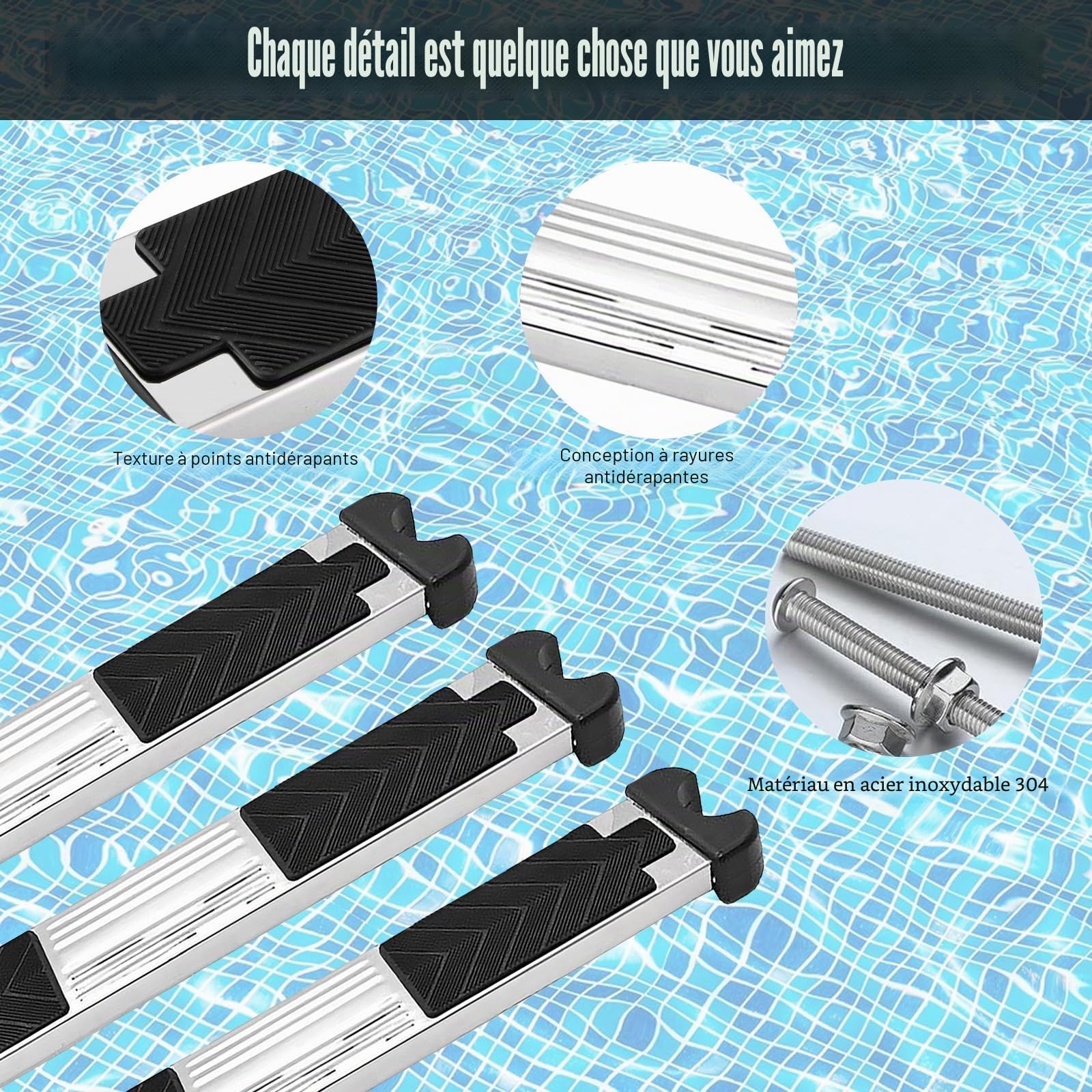 Marchepied de Rechange pour échelle de Piscine en Acier Inoxydable, Pédales D'échelle de Piscine avec Rembourrage en Caoutchouc Antidérapant et Vis, Pédale Antidérapante pour Piscine pour Piscines,Spa