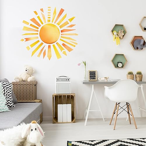 Miniatura 3 de Chromantics - Kit de calcomanías de pared de acuarela para sol brillante calcomanía de pared de puesta de sol 48 pulgadas