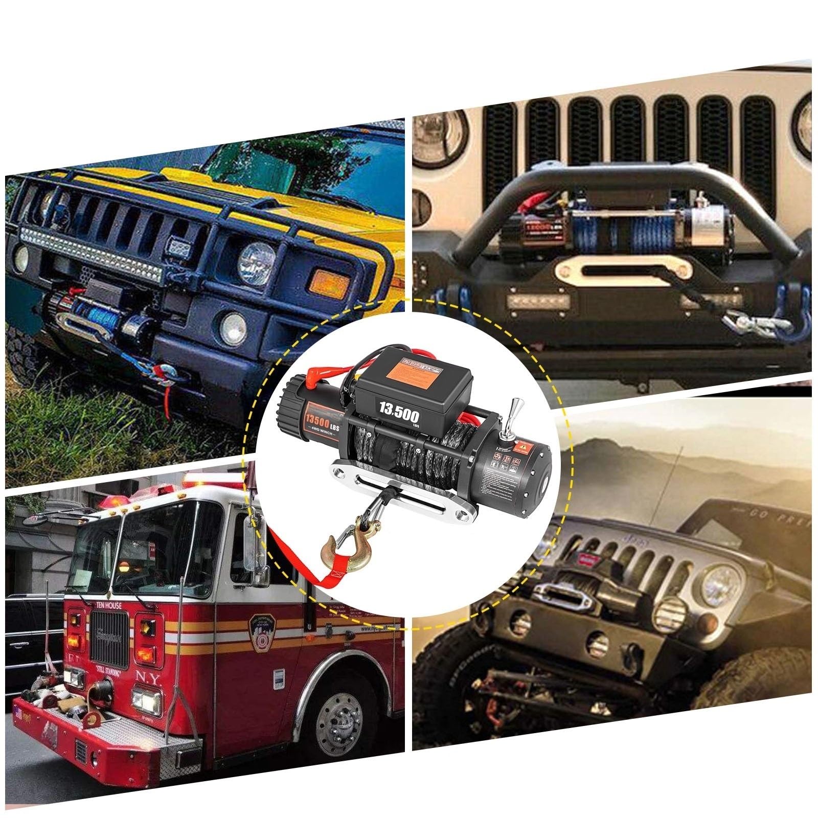 Polipasto Eléctrico Cabrestante eléctrico 13500LBS 12V Cabrestante Elevador