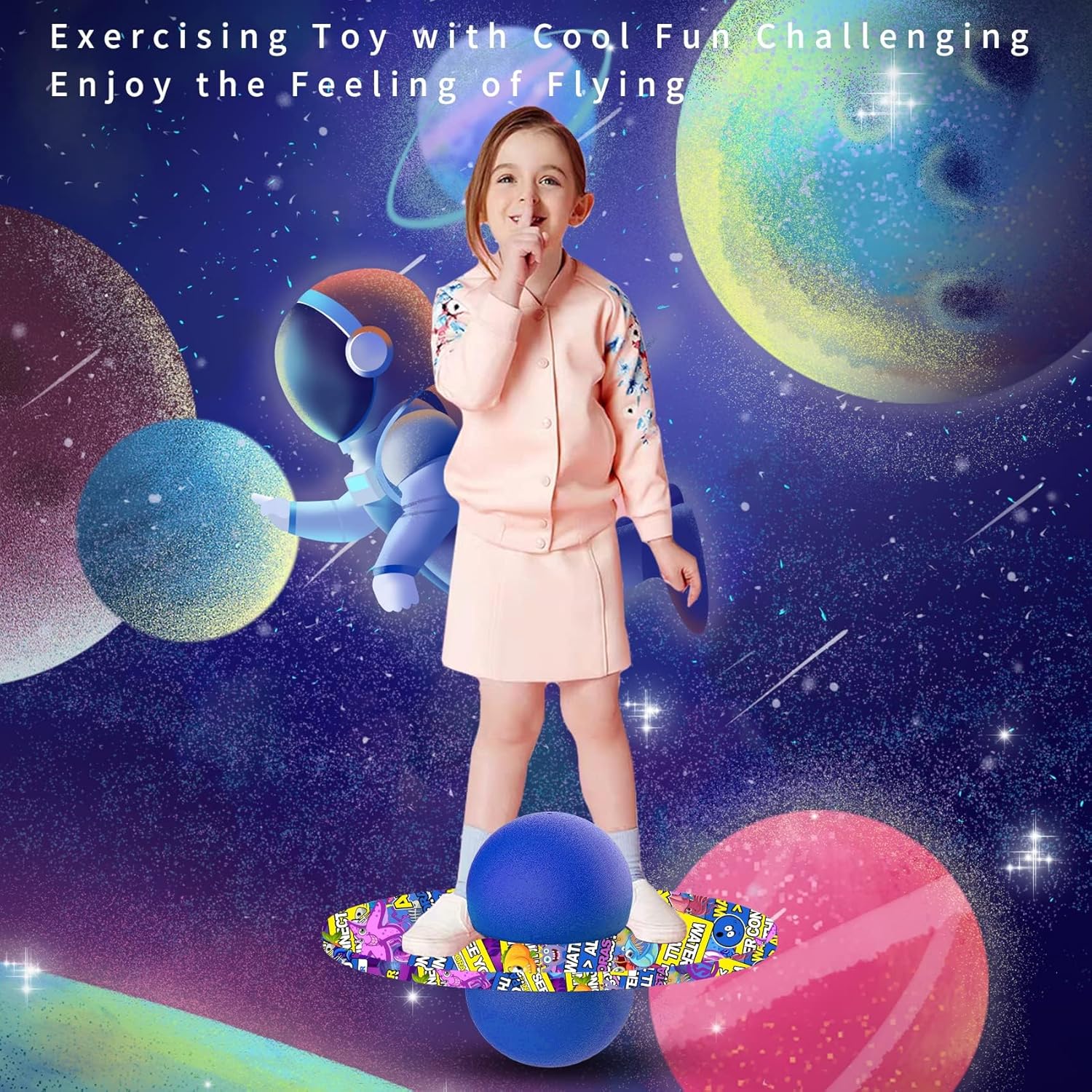 Pogo Ball for Kids & Adults Up to 200lb, Balance Coordination Trick Bounce Board Pop Ball Cool Fun Challenge Indoor Outdoor Toys Pogo Jumper Birthday Gifts for Boys Girls Easter