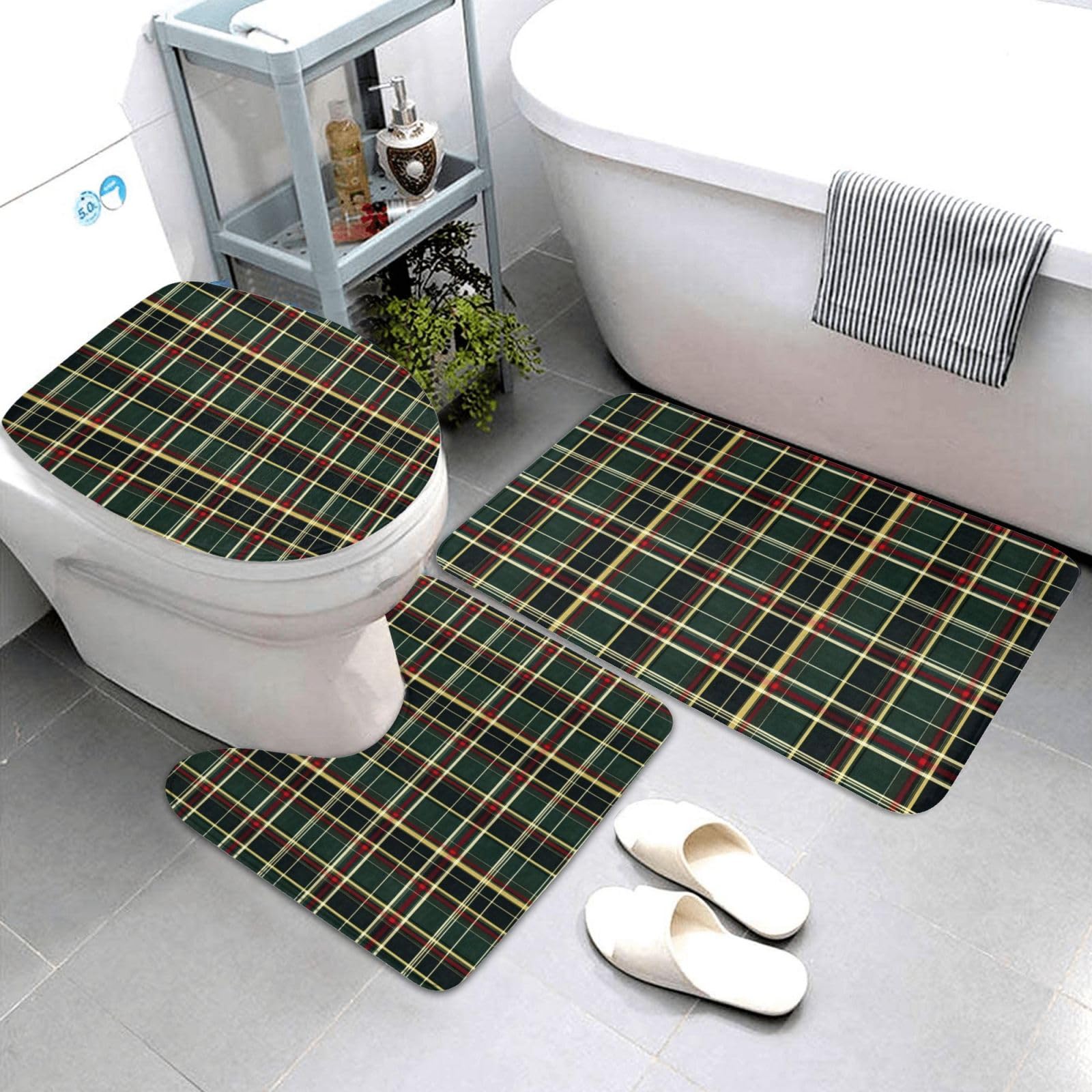 Tapis de salle de bain absorbant et antidérapant lot de 3 vert doux