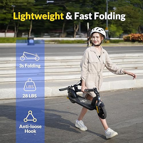 Miniatura 4 de Scooter eléctrico ZD01,500 W con motor de pico y scooter eléctrico de 19 MPH para adultos, rango 12-15 Mi Scooters eléctricos, neumáticos sólidos de