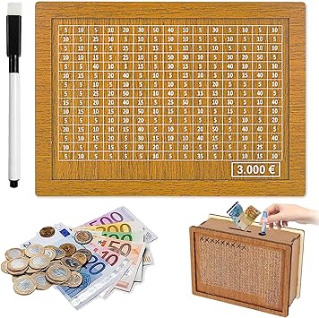 Salvadanaio Conta Soldi In Legno Con Obiettivi - Goalsaver Box Per Risparmi Fino A 10.000€ - Foto 4