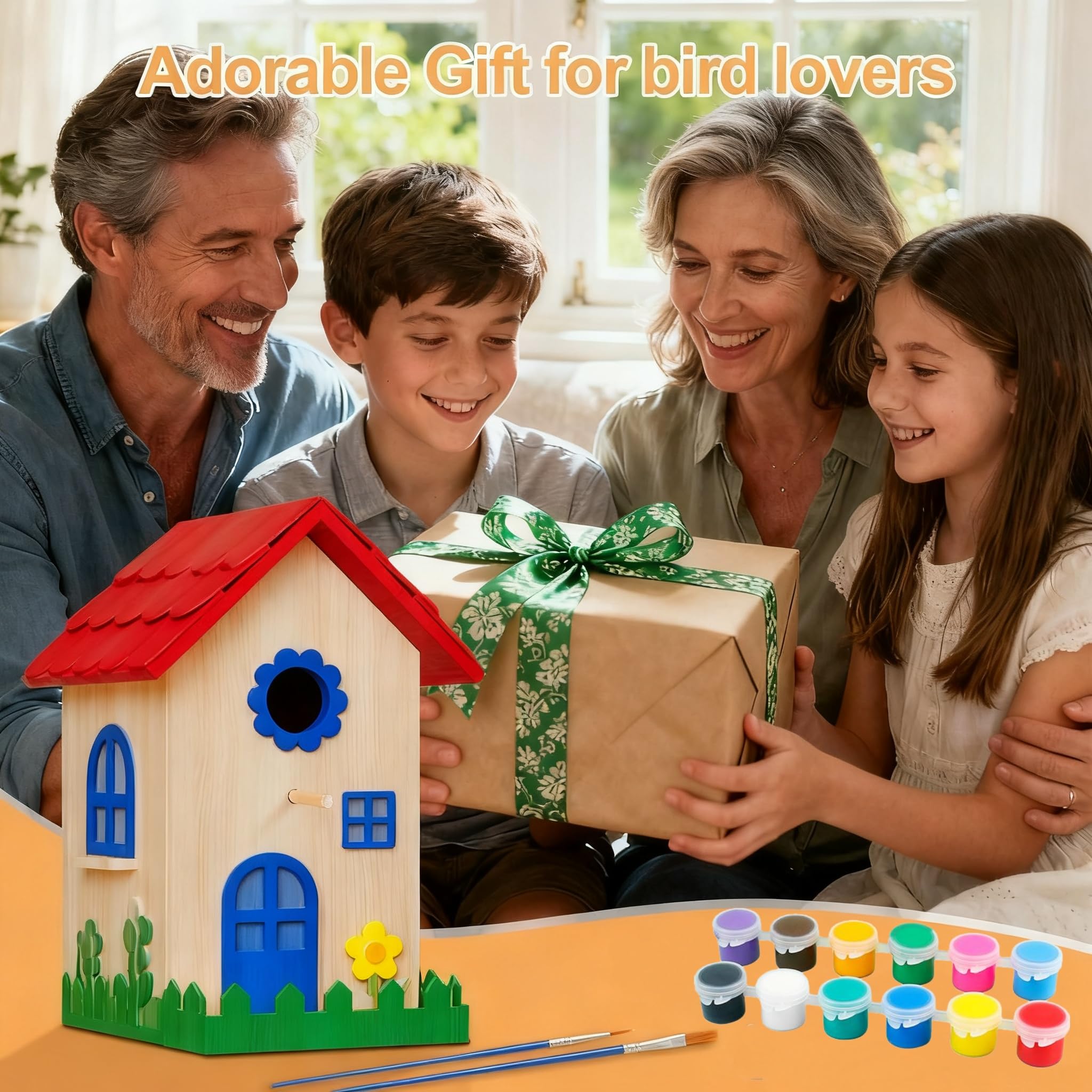JAZUIHA Vogelhaus Bausatz XXL - DIY Holzhaus Bastel Set zum Zusammenbauen | Hängender Nistkasten für Garten, Hof, ideal für Dekoration und Geschenke. Perfekt zum Bemalen und kreativen Gestalten.