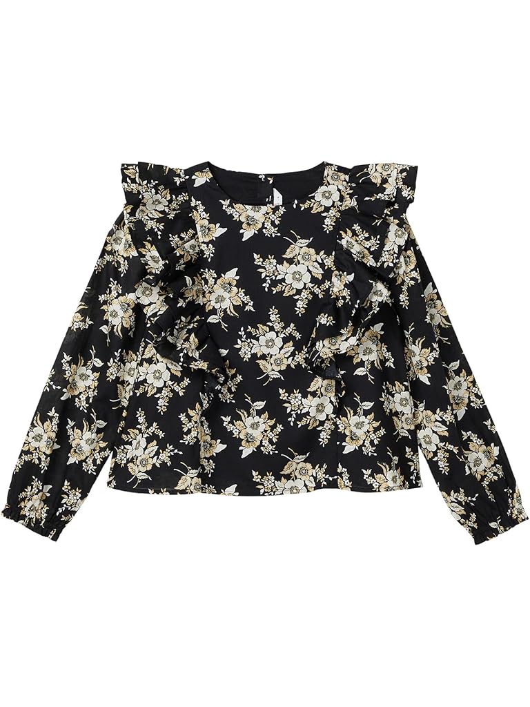 Black Janie and Jack Floral Woven Blouse (Toddler/Little Kid/Big Kid)