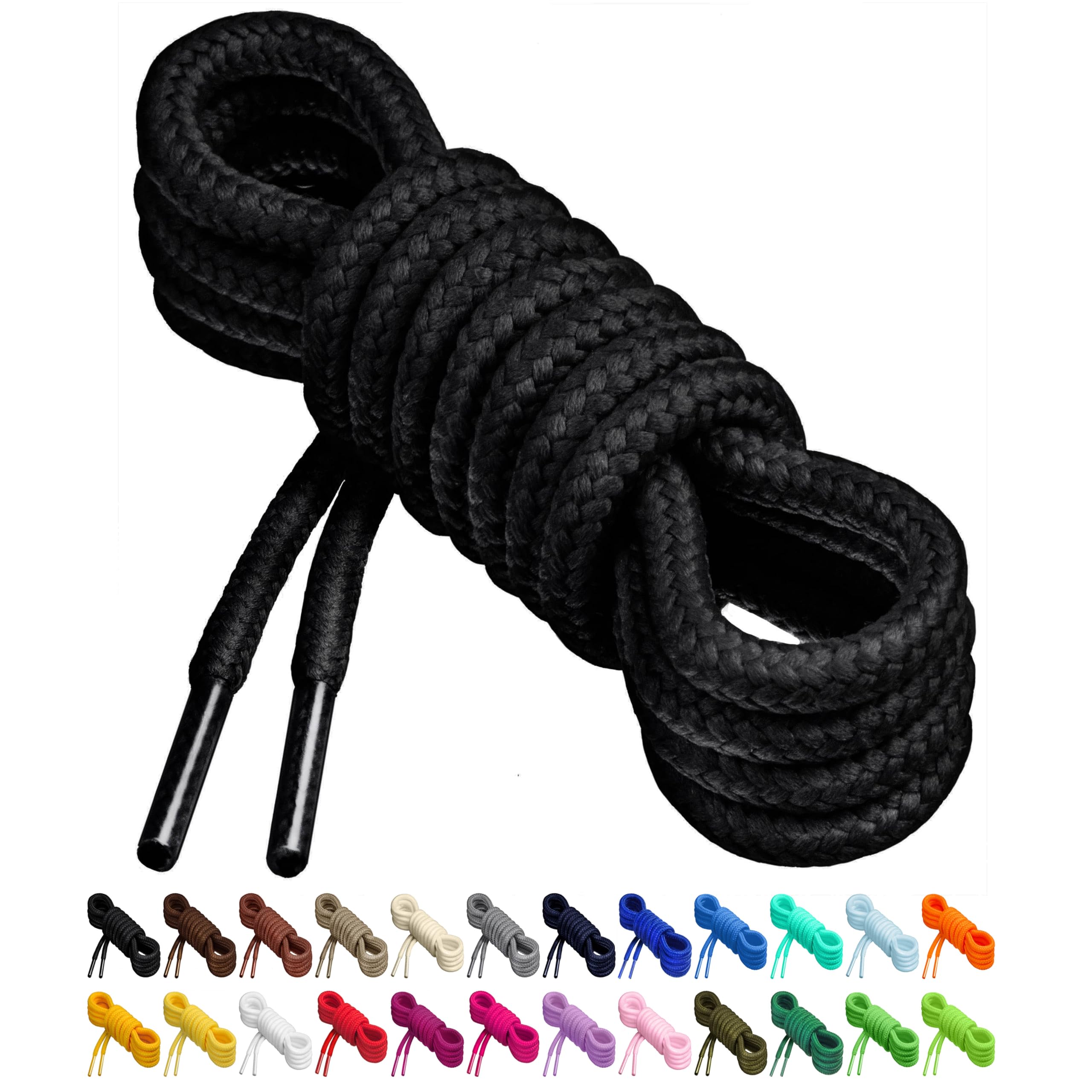 Birch Round Shoelaces for Sneakers, 27 Vibrant Colors, 4 Different Lengths, 1 Pair (2 Laces) - Polyester Blend