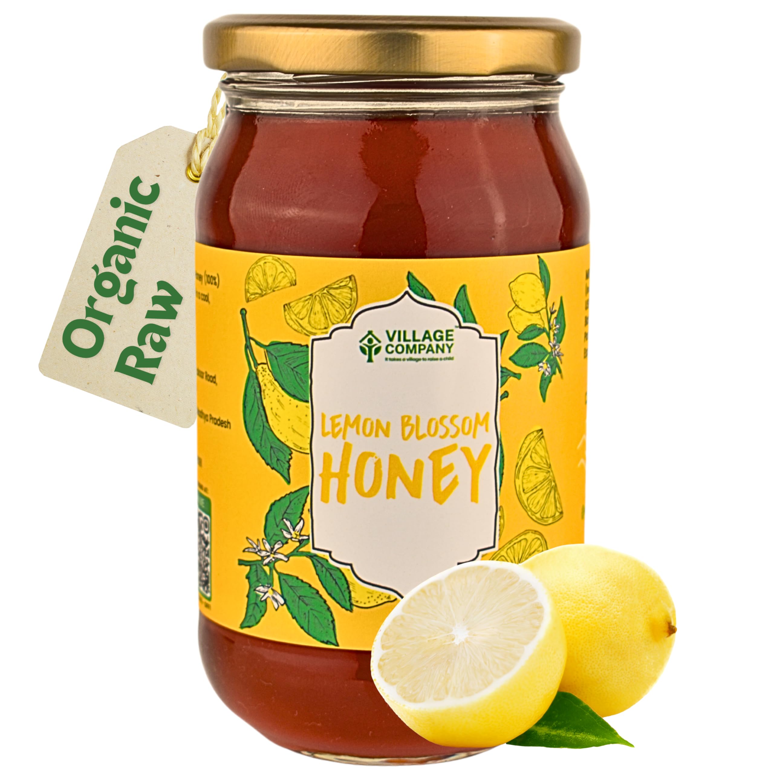 Village Company Organic Lemon Honey 500GM | Pure, Natural and Raw and Fresh | Unfiltered, Unprocessed and Unpasteurized | Nature Wild Food | Fresh from Indigenous Lemon Nector | No Added Sugar | Lab Certified