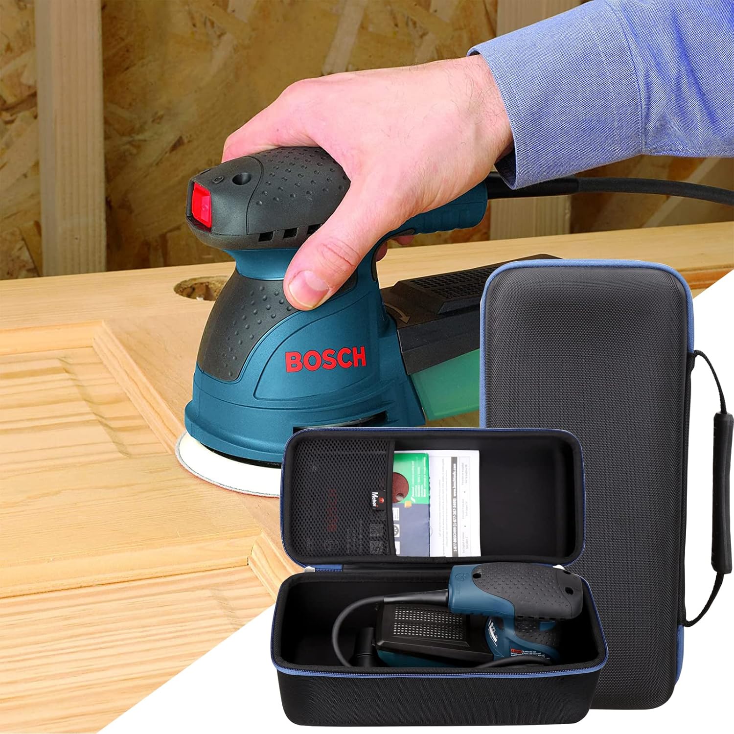 Mchoi Hard Case for Bosch Palm Sander, 2.5 Amp 5 Inch Corded Orbital Sander/Polisher Kit, Waterproof Shockproof Protective Case
