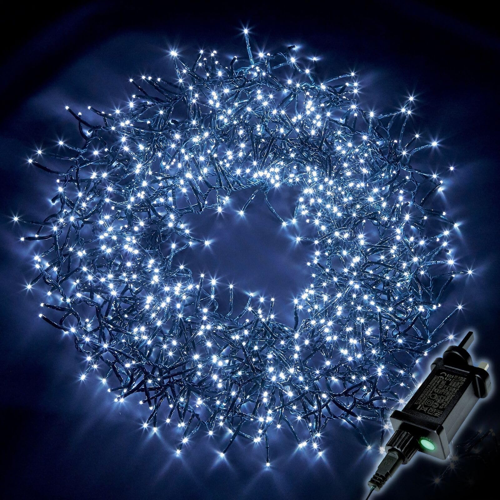 SHATCHI 2000LEDs Christmas Tree Compact Cluster Fairy Lights Multifunction 8 Light Modes, Timer