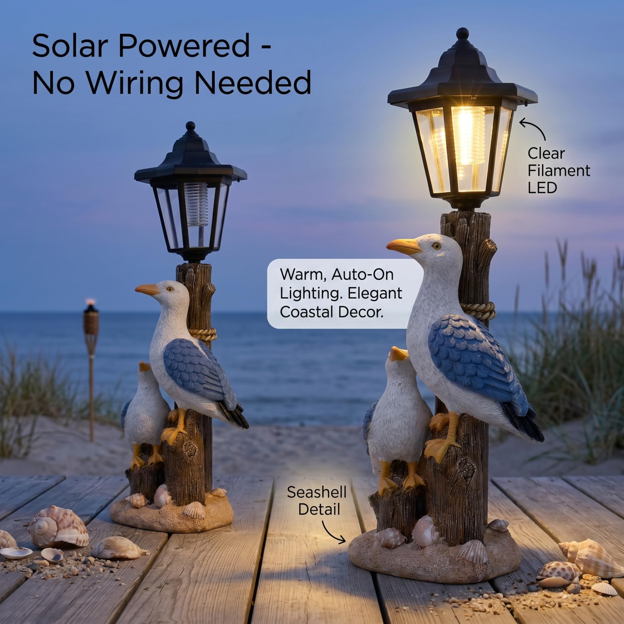 Pájaro Solar, Figura de Gaviota y Pollito de Resina, estatuas solares de jardín con luz Hexagonal, decoración de jardín al Aire Libre, 7, 1 × 4, 7 × 16, 5 Pulgadas, Estilo 1