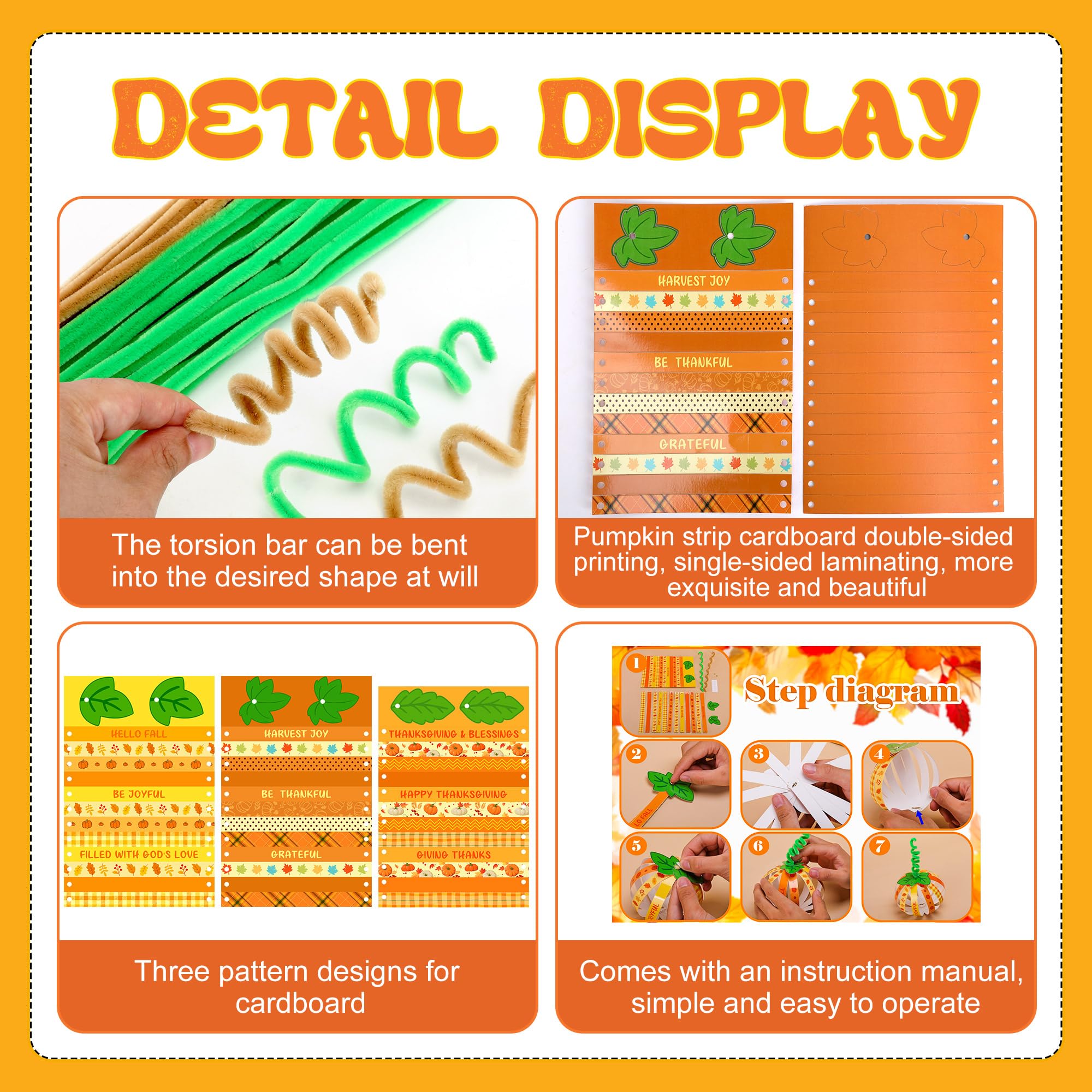 Tlswshsy Lot de 45 citrouilles en papier pour Halloween, Thanksgiving, kit de loisirs créatifs, citrouilles en papier d'automne pour l'automne, cadeaux de fête religieuse