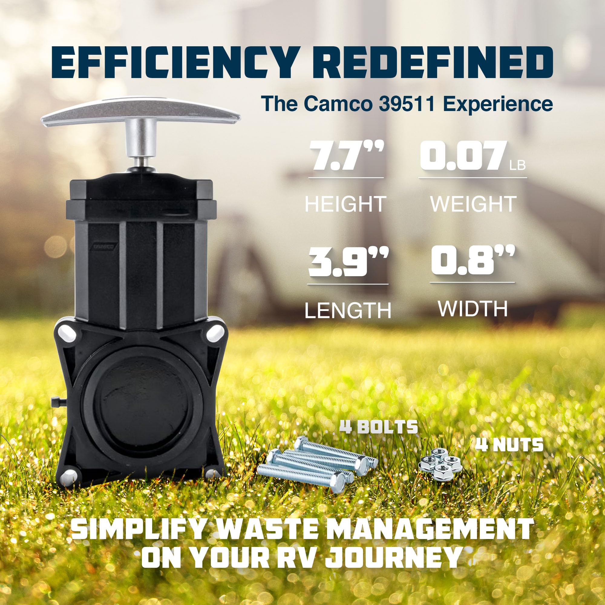 Camco 39501 RV 1-1/2" Waste Valve with Metal Handle - Easily Replace Worn Or Damaged Waste Valves - Installation Hardware, Black - Image 2