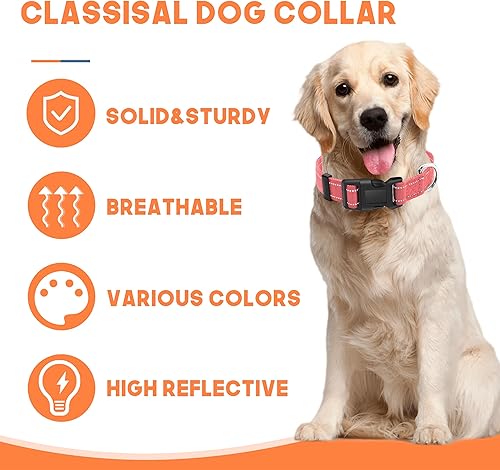 Miniatura 2 de Paquete de 2 collares reflectantes para perros, collar suave para mascotas hembras machos, collar ajustable y cómodo para cachorros para perros