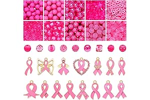 Breast Cancer Awareness Beads Charms Kit for Jewelry Making