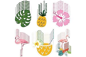 42 Pieces Tropical Summer Cutouts for Classroom Decorations, Hawaii Pineapple Flamingo Cutouts,...