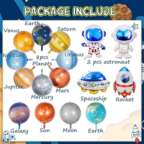Miniatura 5 de 16 globos espaciales de galaxia, decoraciones temáticas exteriores grandes, cohete, nave espacial, astronauta, planeta, globos de aluminio para