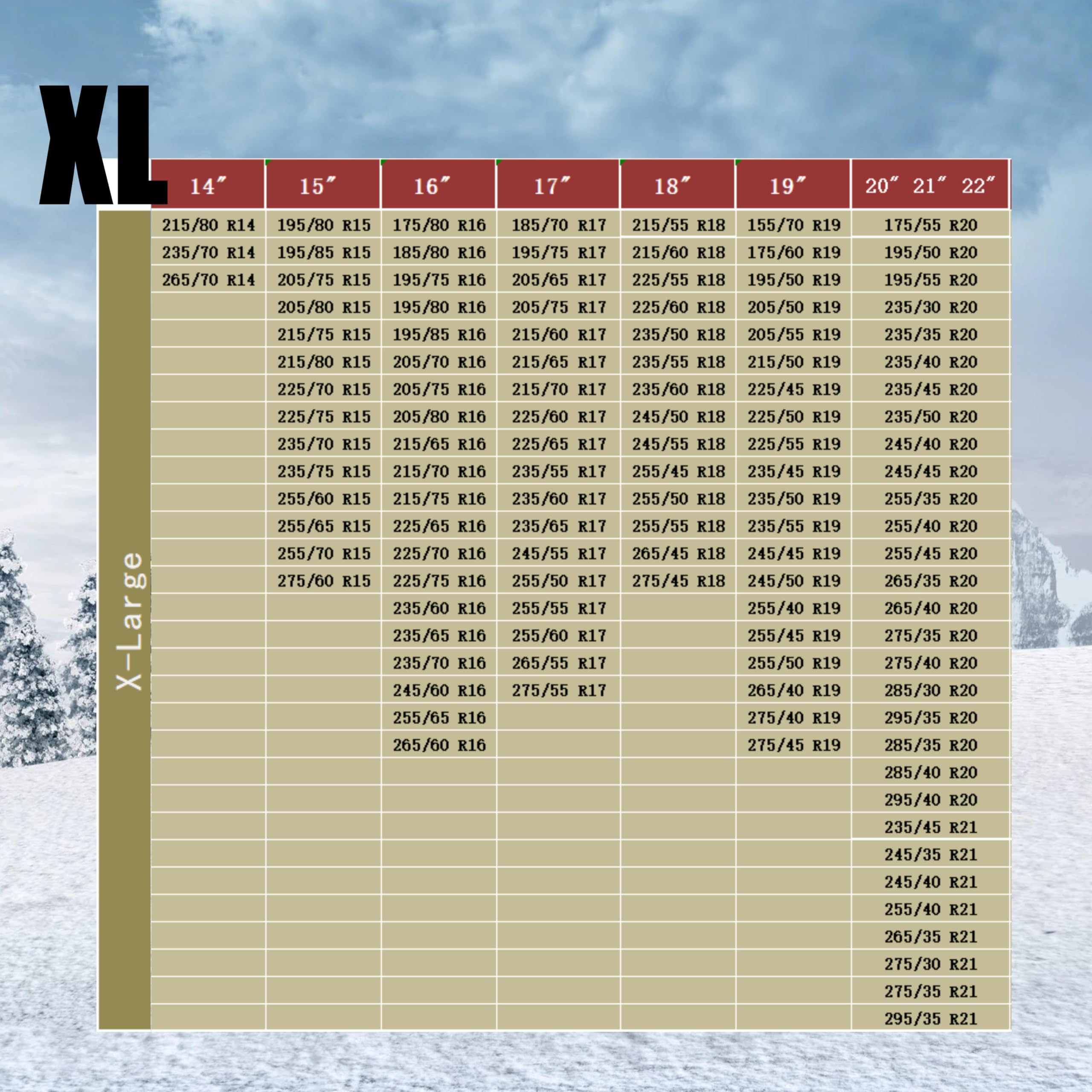 Cadena de nieve textil para neumaticos 2Pcs Talla XS - XXL Facil de Facil de instalar,Maxima distancia hasta 120 Kilometro (XL),Cert. EN16662-1
