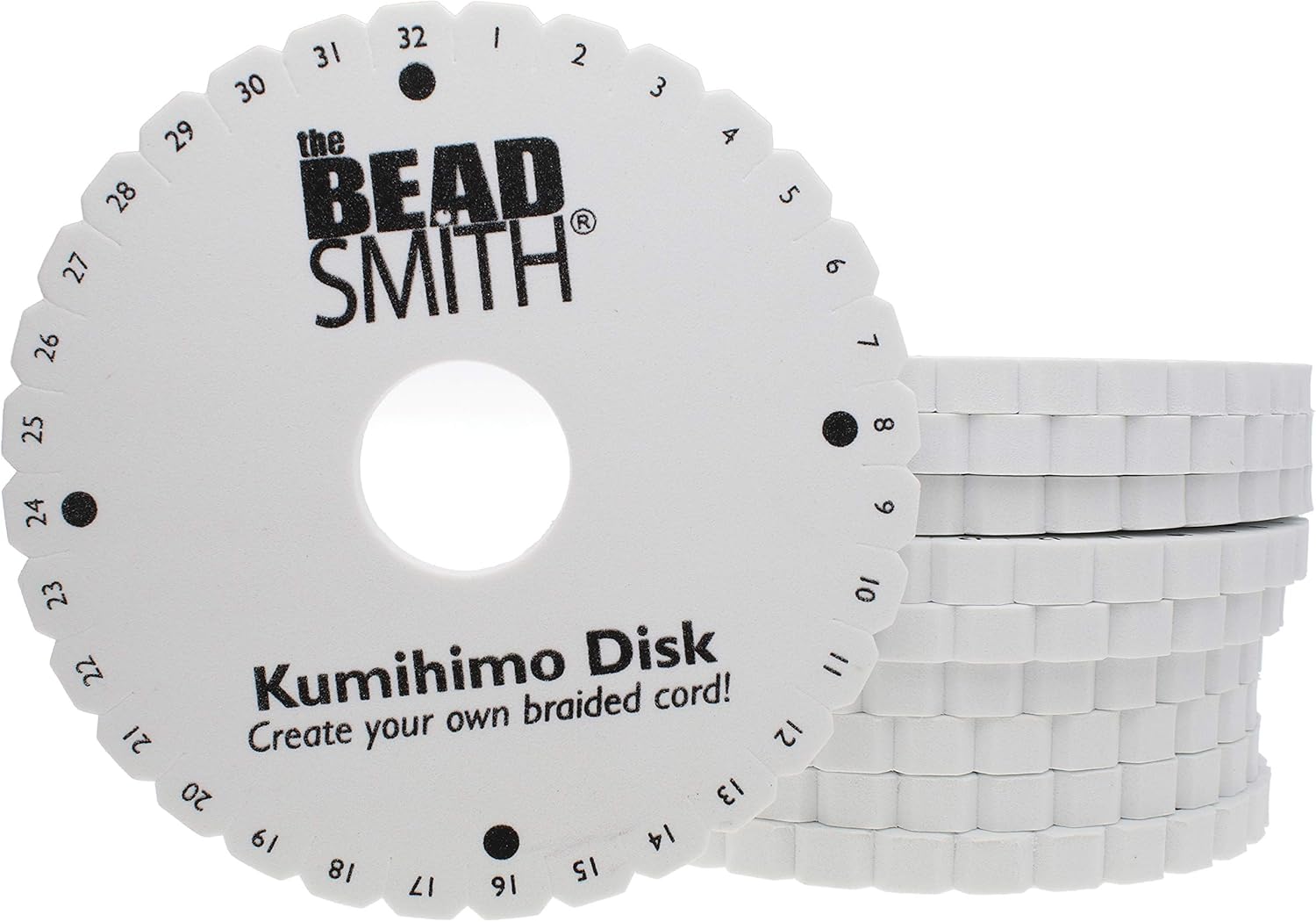 The Beadsmith Round Kumihimo Disk, 6 inch Diameter, 3/8” Dense Foam, Jewelry Tools for Braiding, Box of 10 disks