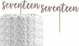 Glitter Number"Seventeen" 17th Birthday Cake Topper | Seventeenth Birthday Party Cake Topper | Anniversary Party | Decorations (Brown)