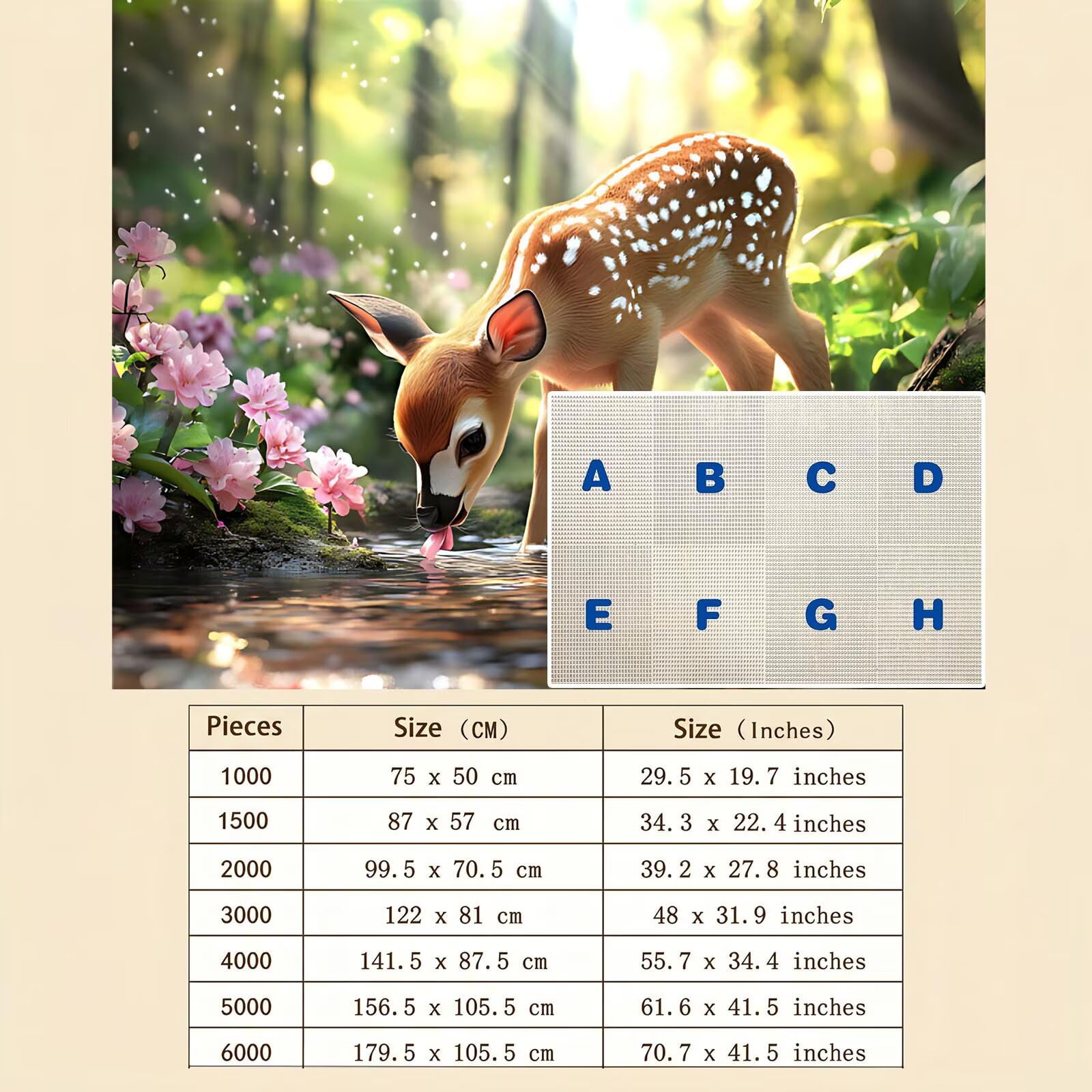 cervo foresta Puzzle 1500 Pezzi per Adulti, Puzzle in Legno - Collezione Classica con Poster Incluso - Sfida di Concentrazione e Passatempo Antistress, Gioco Educativo per Famiglia, 87 x 57 cm f0-638