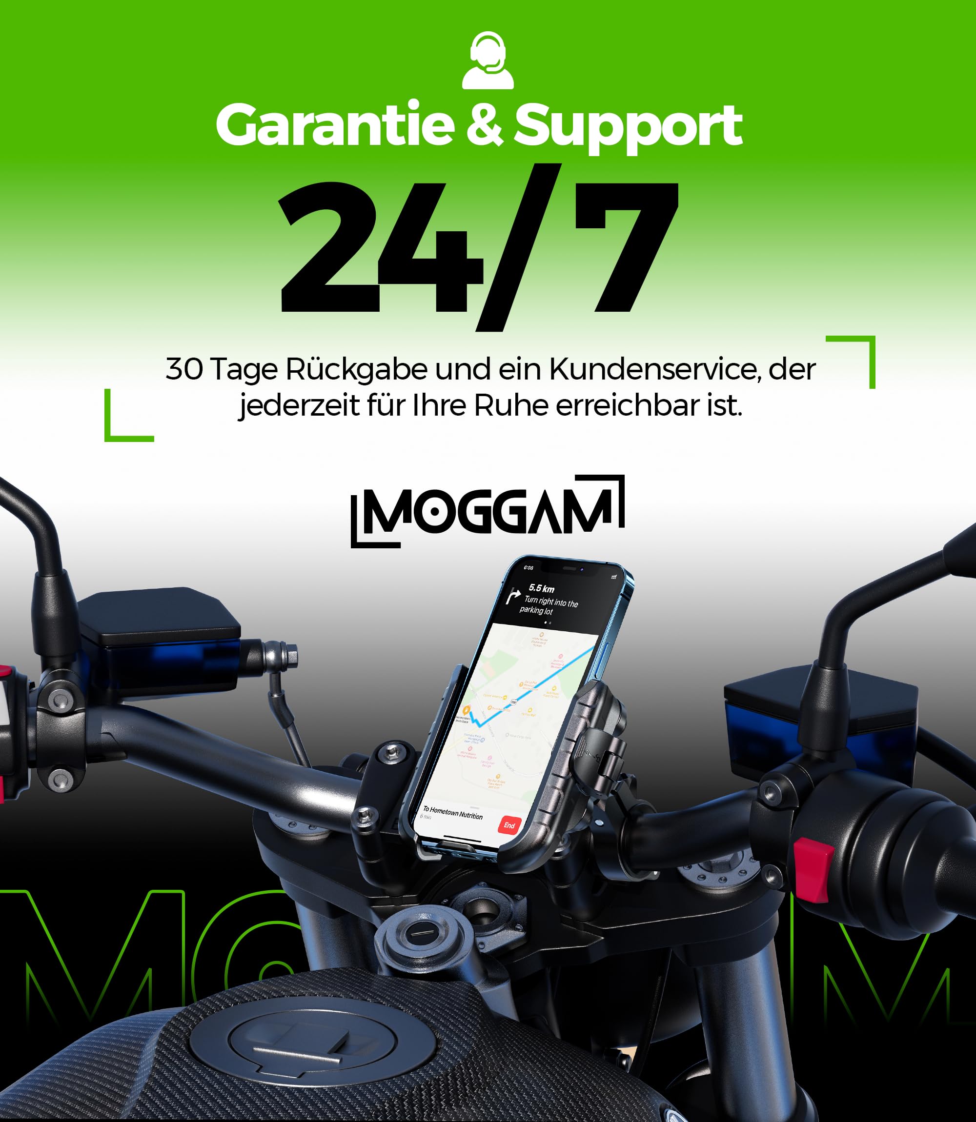 Handyhalterung Motorrad Antivibration CNC Aluminium Schnellverschluss Offenes Design Für Lenker 22-32mm & Rückspiegel 12-14mm Kompatibel Roller Fahrrad E-Scooter 360° Drehbar