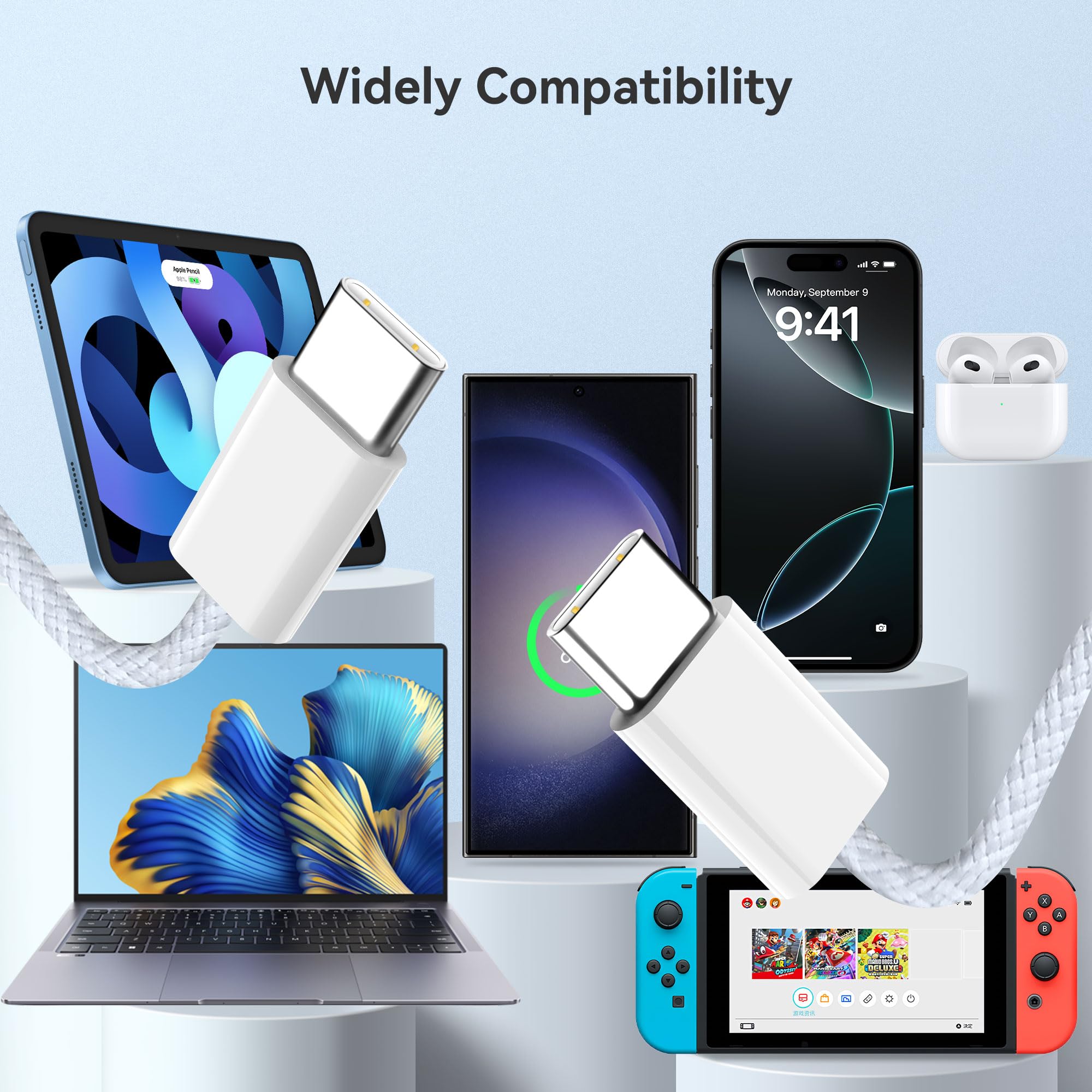 Kabel USB C na USB C 60 W: kabel USB typu C na typ C [2 sztuki - 1 M] 3 A szybkie ładowanie nylonowy pleciony kabel kompatybilny z iPhone 16 15 Pro Max Galaxy S24 S23 pikselami iPad MacBook