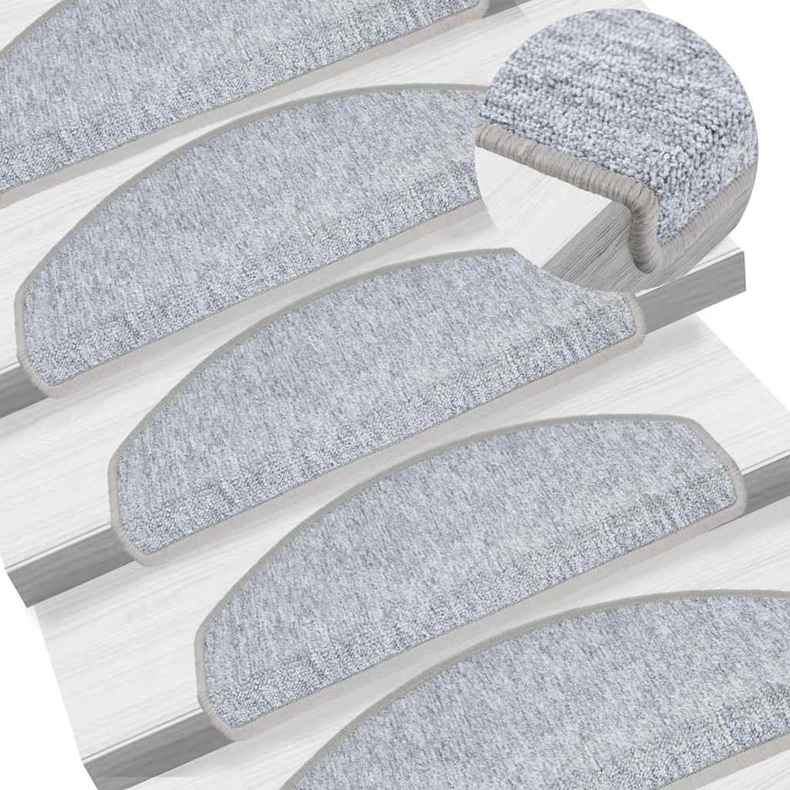 Tidyard Tapis d'escalier 20 pcs Gris Clair 65x24x4 cm, Tapis Escalier Tapis de Sécurité pour Sol Protection, Aînés et Animaux