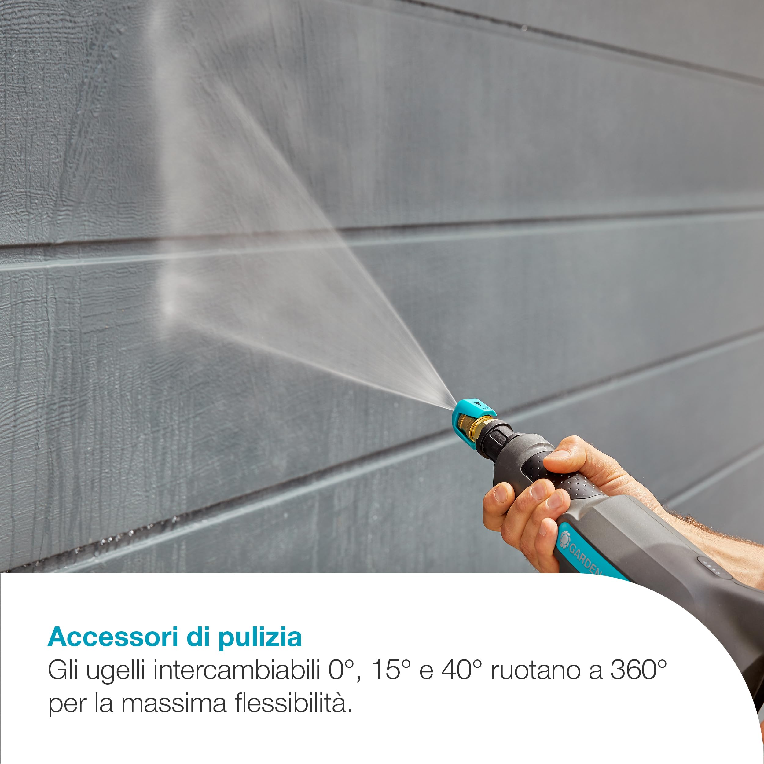 Gardena Idropulitrice Media Pressione A Batteria AquaClean 24/18V P4A Set Premium: Accessori aggiuntivi, Pressione dell'acqua regolabile, Ugelli intercambiabili, 3 modalità di pulizia (14800-31)