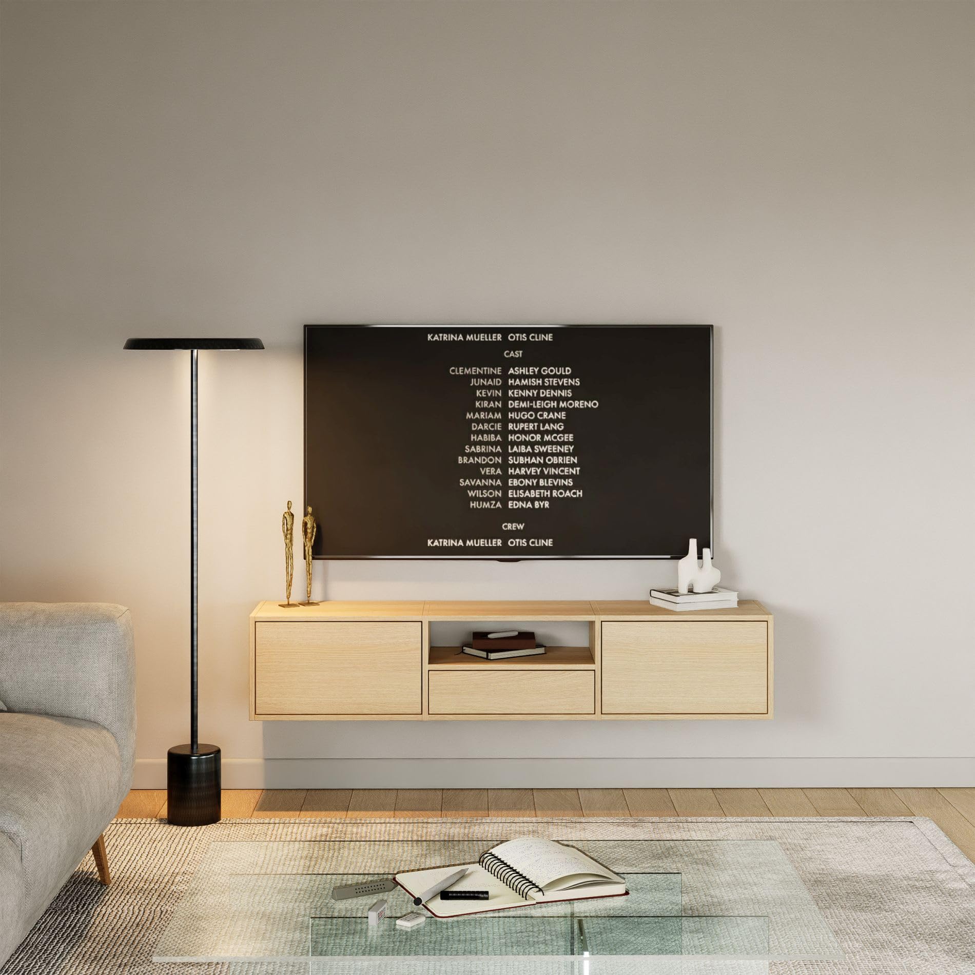 Image secondaire de Meuble TV Suspendu Selsey 150 cm en Chêne - Design Scandinave Minimaliste