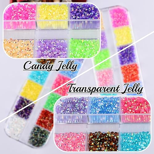 Miniatura 3 de Juego de 5 cajas de diamantes de imitación para arte de uñas, medias perlas, parte trasera plana 3D, gemas de cristal, diseño de diamantes para