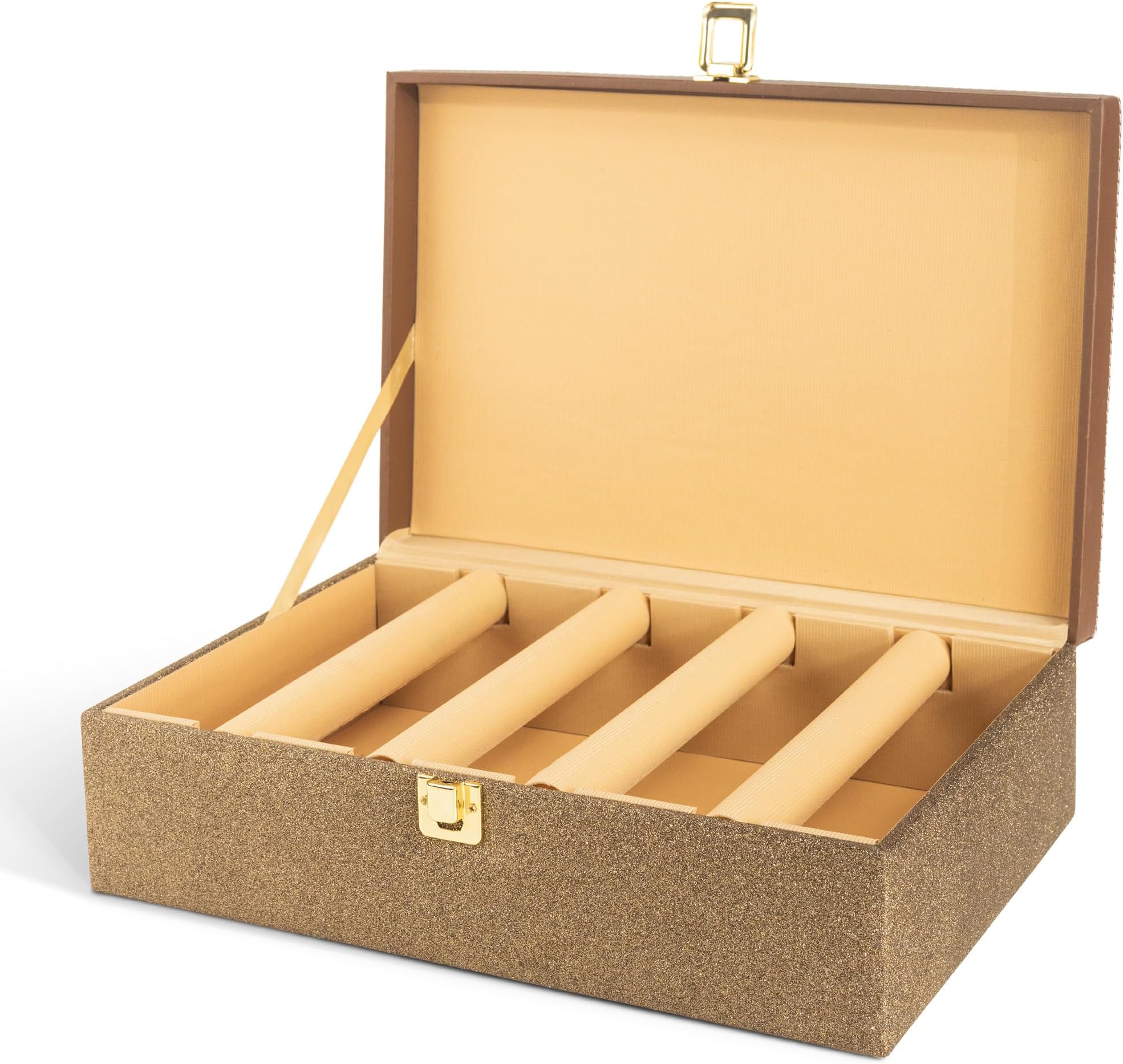 Birch & Co. Bangle Organizer - Bangles Box for Women - Chudi Box for Bridal - Bangle Storage Box for Bride, Durable & Elegant Bangle Holder, Large, Gold,Engineered Wood