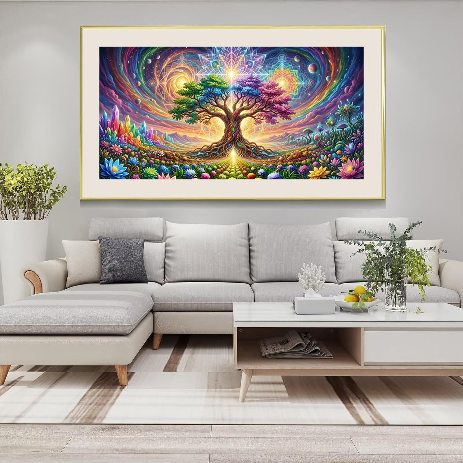 Diamond Painting Farbe Diamond Painting Erwachsene XXL Baum des Lebens, 5D Full Eckige Steine Drill Diamanten Malen Nach Zahlen, DIY Set Mosaikherstellung Kreativ Set für Erwachsene 60x120cm, Cod-376