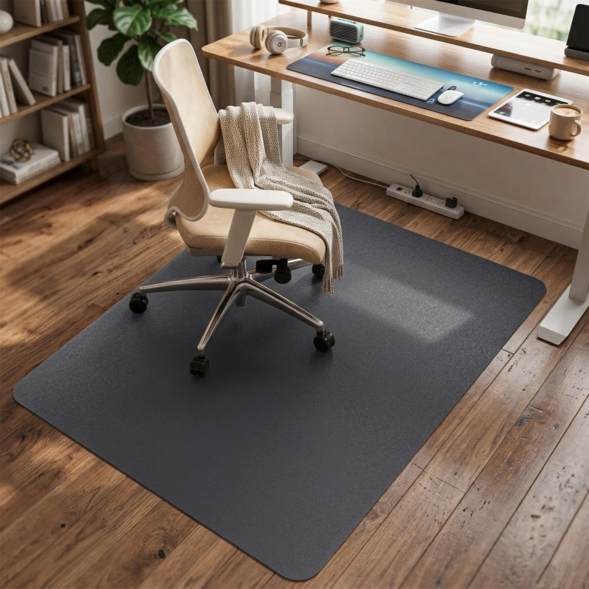LP Projekt Bodenschutzmatte 117x153cm – rutschfeste und strapazierfähige Bürostuhlmatte für Hartböden und Teppich | Grau Bodenschutzmatte für Zuhause & Büro | Erhältlich in verschiedenen Größen