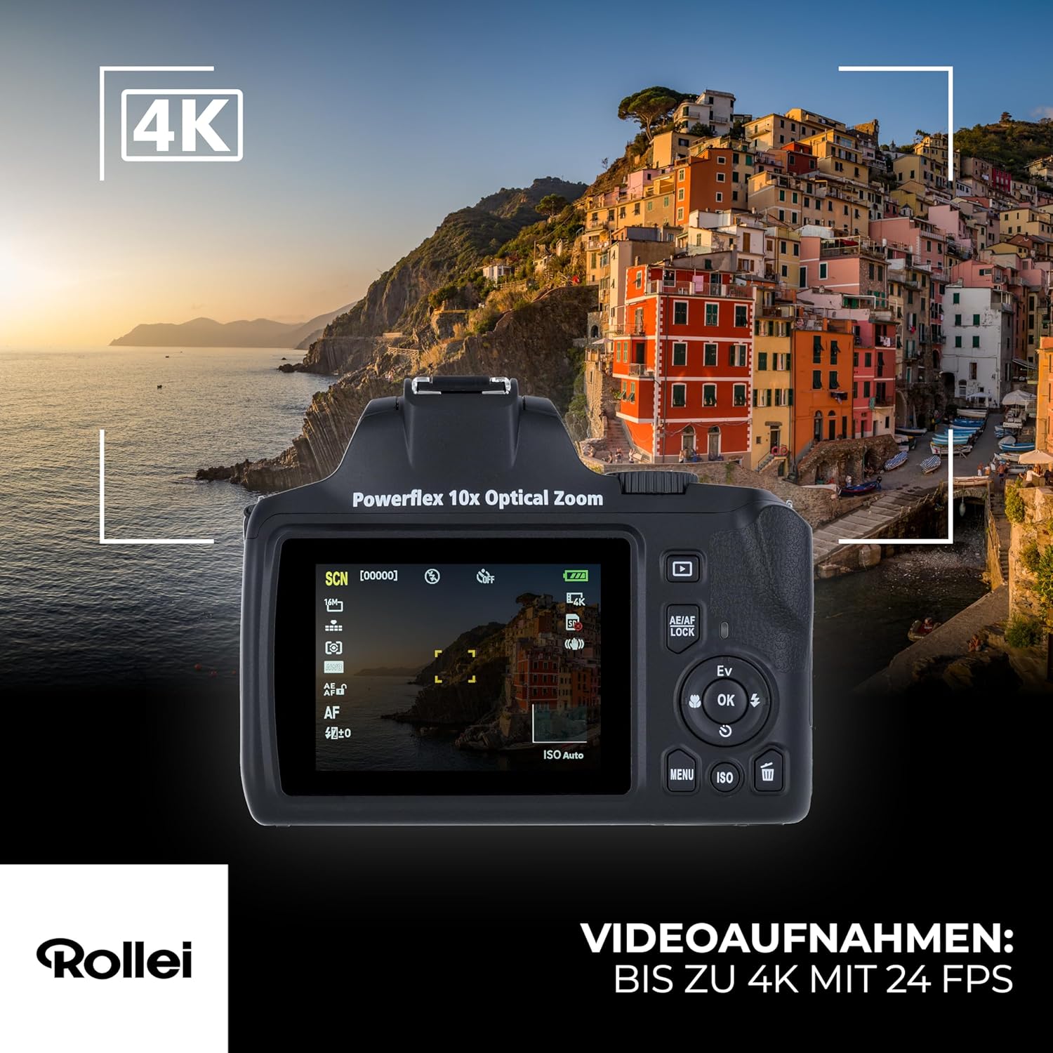 Rollei Powerflex10X displaying 4K video recording interface