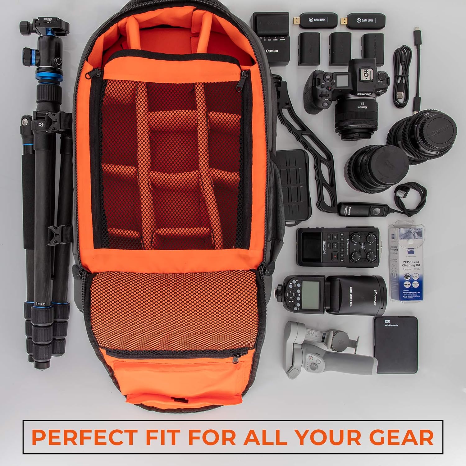 Buy 1 get 1 🔥 InFocus Gear Photographer Backpack - Large Photography Bag for DSLR Camera, Laptop, Tripod, Lens & Accessories - Adjustable Dividers, Padded Shoulder & Waist Straps - Stylish Light Ergonomic Design