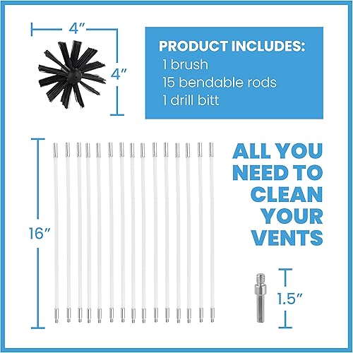 Miniatura 4 de El kit profesional de limpieza de ventilación de secadora - (20 pies) innovador removedor de pelusa reutilizable fuerte nailon  Cepillo flexible