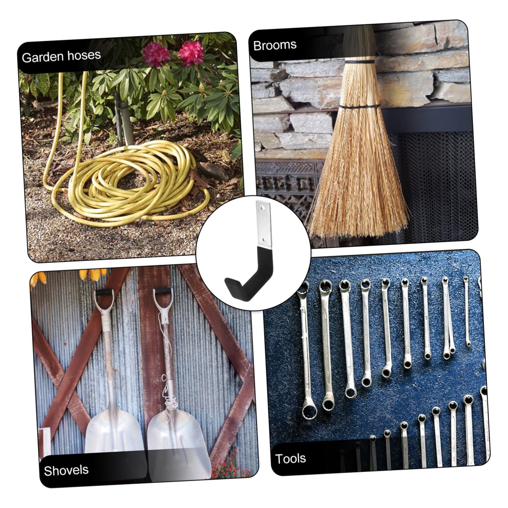 SHINEOFI 3 Set Ganci Da Muro Per Garag Ganci Metallici Resistenti Per Organizzazione Utensili E Attrezzature Per Rake Giardino Robusto Per Officina E Giardino 2 Pezzi*3