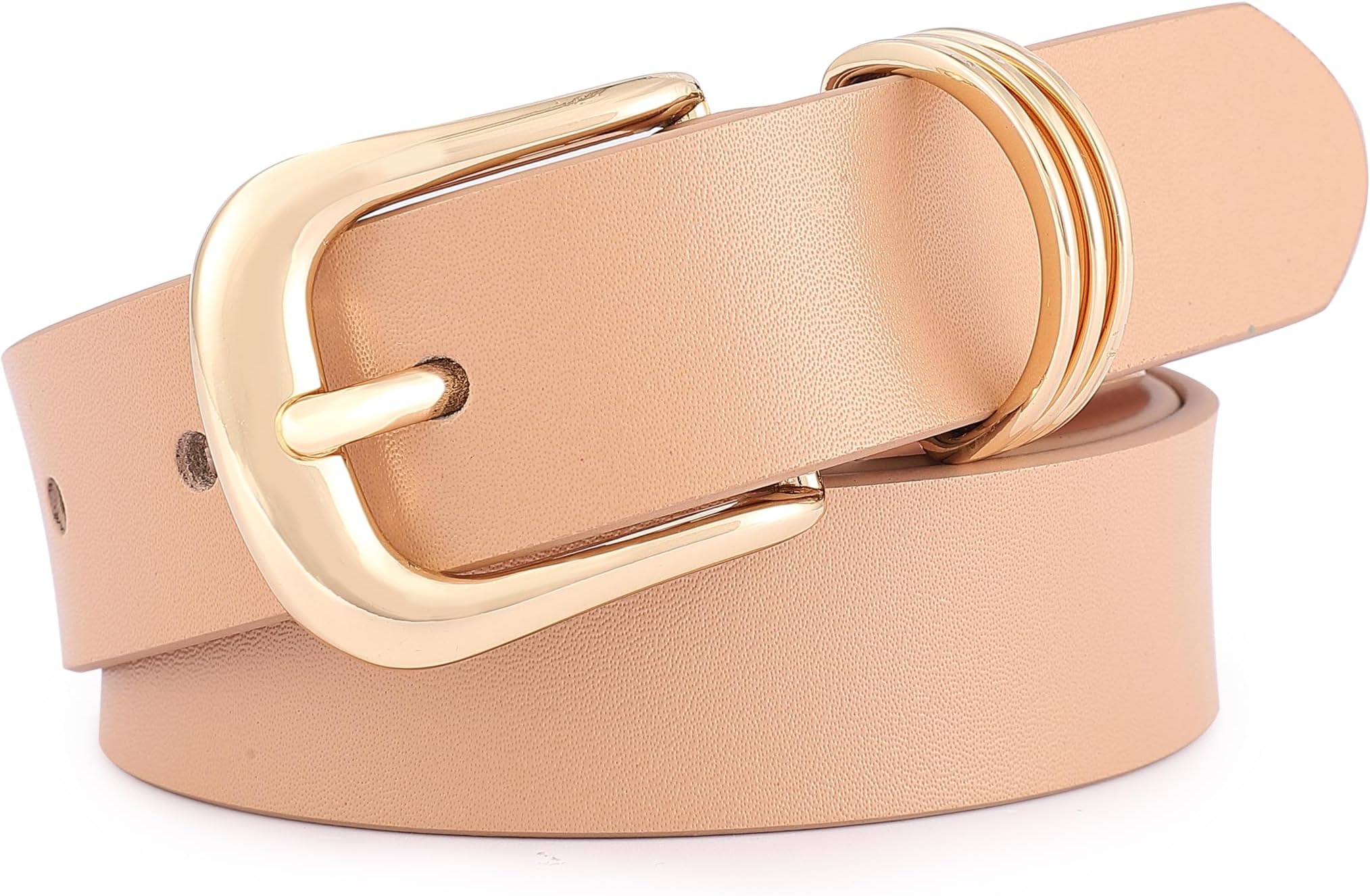 LEAODES LDWomen's Genine Leather Belt for Dress Jeans Fashion Gold Buckle Ladies Waist Belts