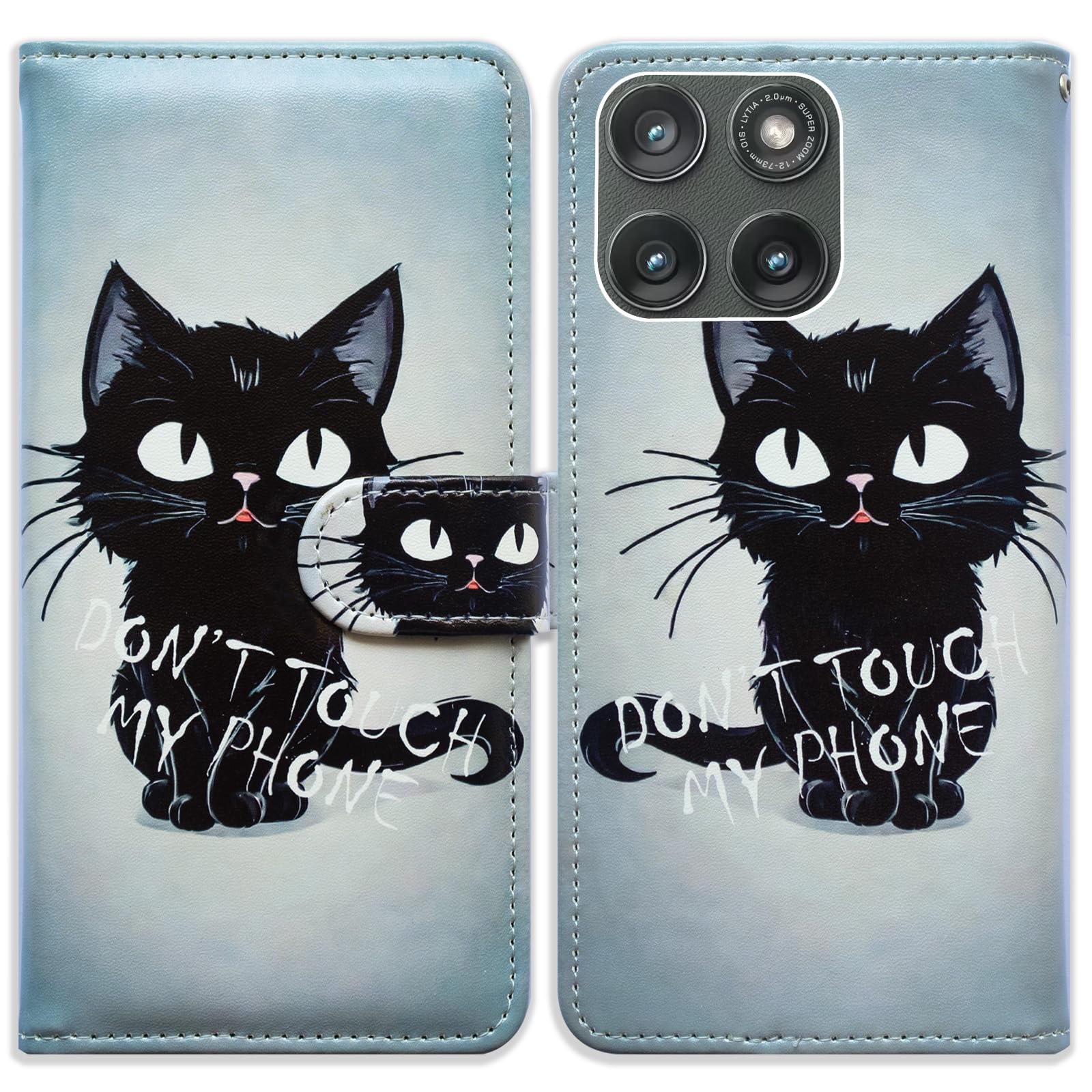 Bcov Case for Motorola Edge 2025,Cute Black Cat Style Leather Flip Phone Case Wallet Cover with Card Slot Holder Kickstand for Motorola Moto Edge 2025