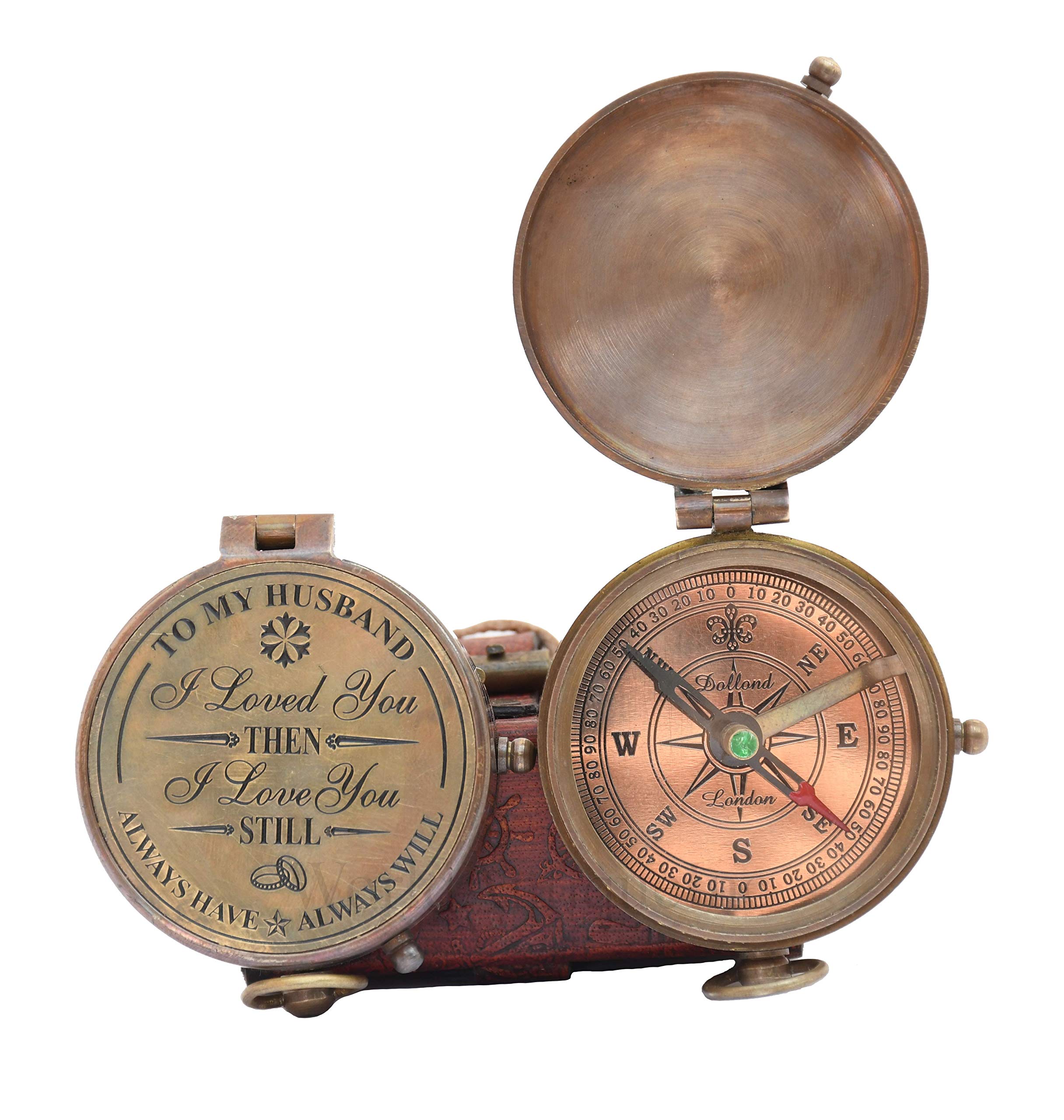 Engraved Compass, Gift for Husband,Anniversary,Wedding Gift for Him, Long Distance Boyfriend Gift, Fiance Gift I Miss You Long Distance Relationship Gift for Army Boyfriend Gift (to My Husband)