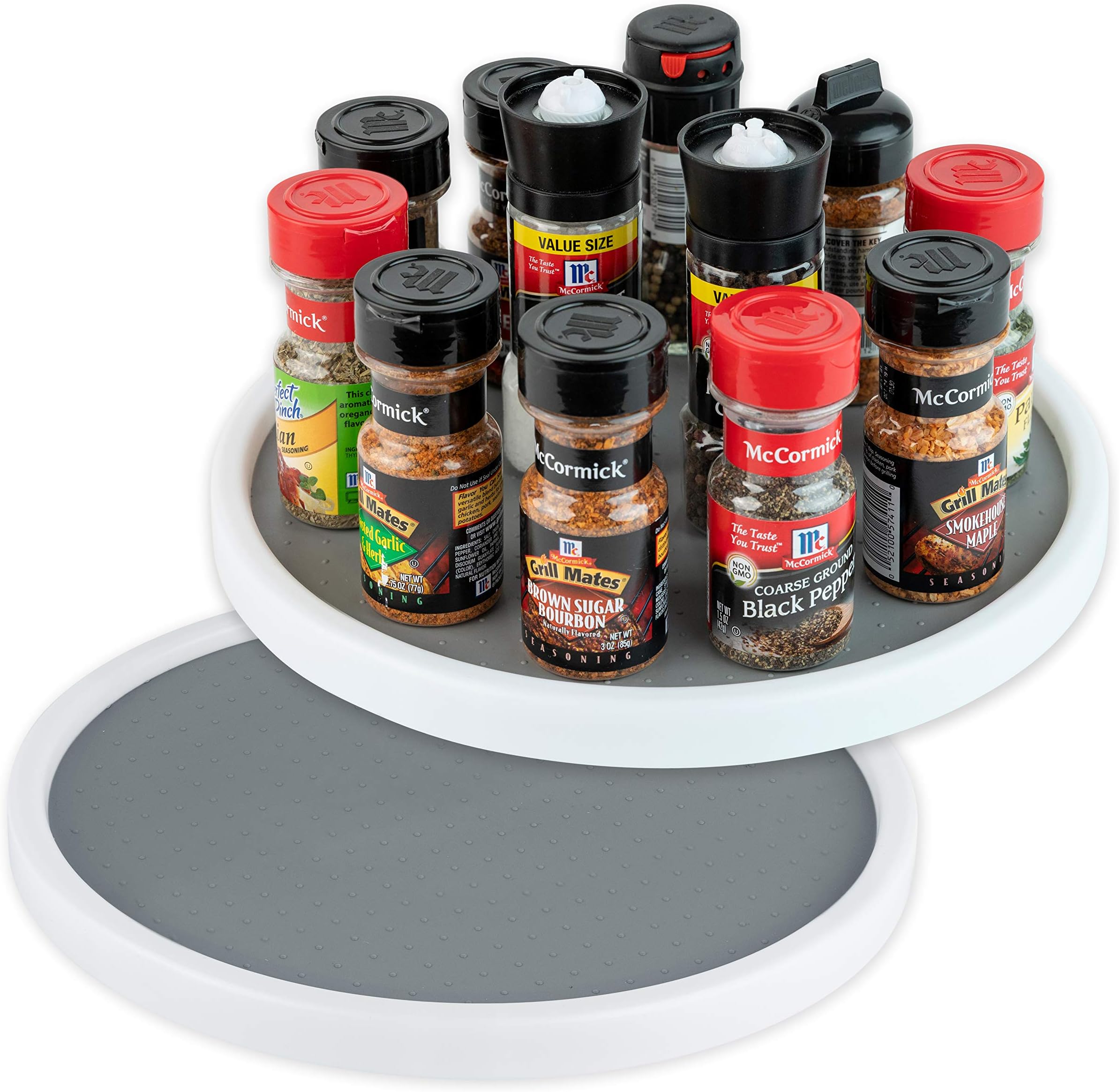 HomeriesLazy Susan Turntable (12 Inches) - Single Round Rotating Kitchen Spice Organizer for Cabinets, Pantry, Bathroom, Refrigerator - Non-Skid Surface & Rimmed Edge 2 Pack