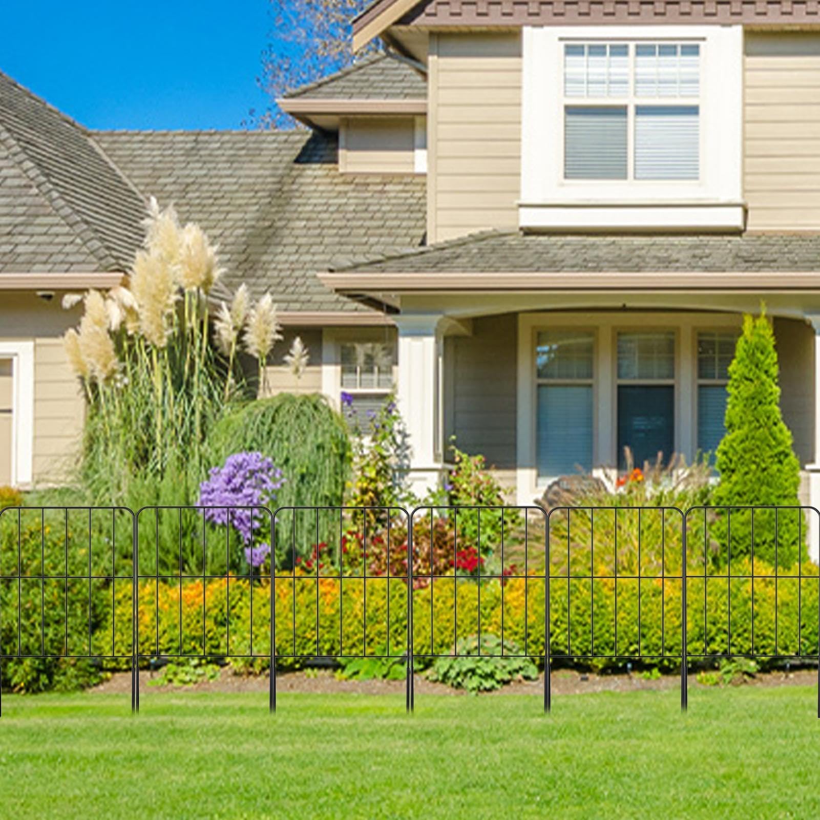 Recinzioni decorative in metallo, 10 pezzi, barriera per animali | Delimitazione per recinzione da giardino, balcone, cortile, terrazza, cane, piante, fiori, coperta per esterni