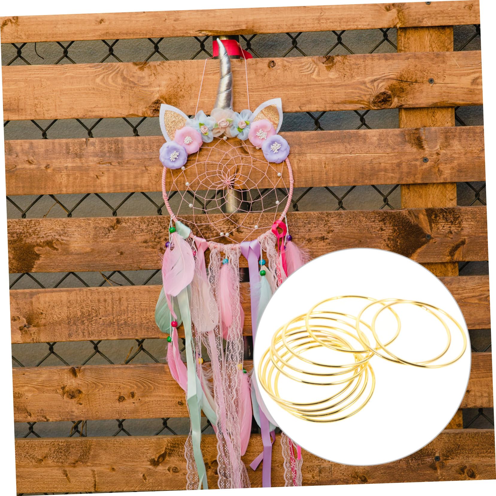 Aros Metálicos Dorados de Hierro 80mm, 10 Piezas para Atrapasueños DIY