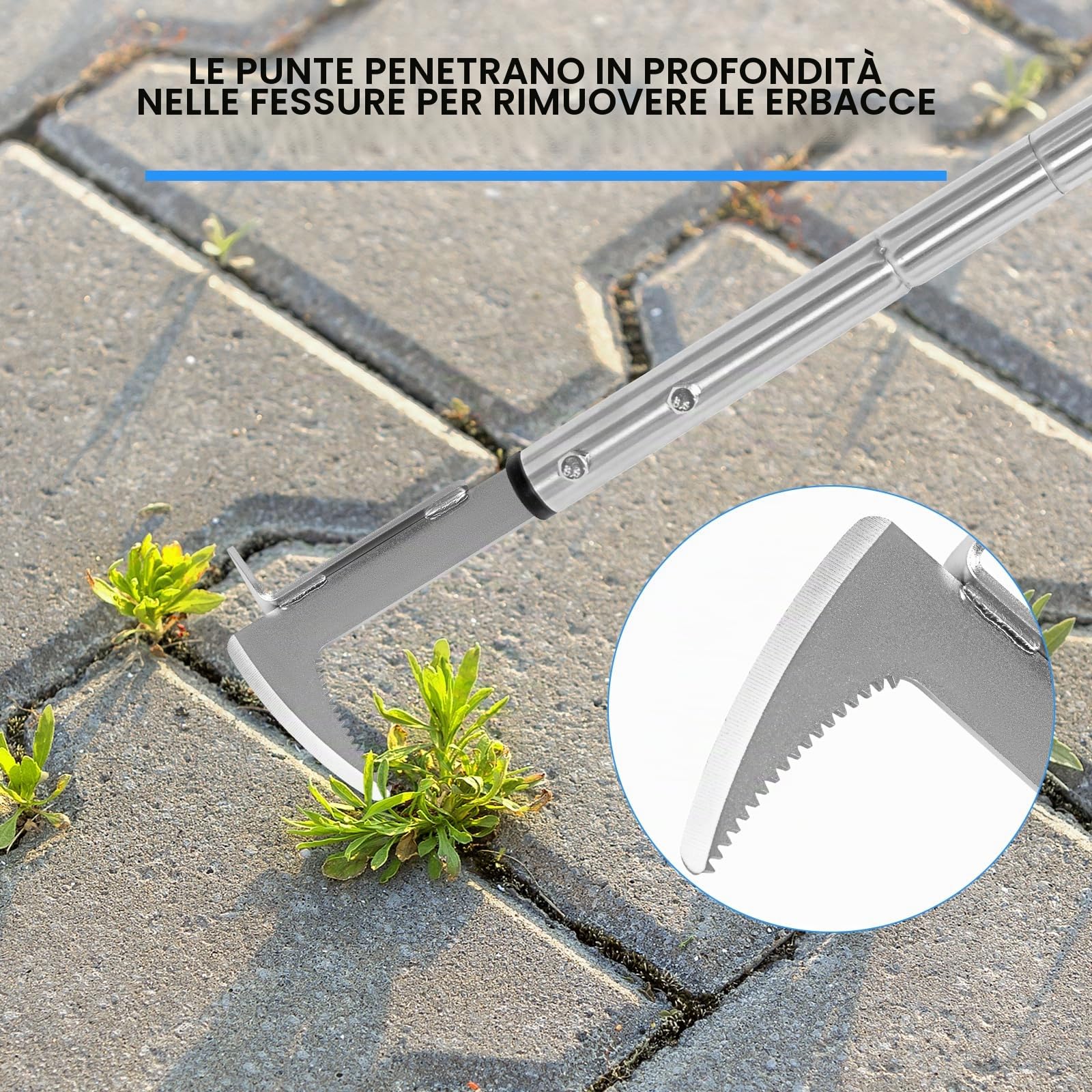 BARAYSTUS Estirpatore Erbacce Manuale 2 in 1, Manico Regolabile 65-104-140 cm, Raschietto Acciaio Inox