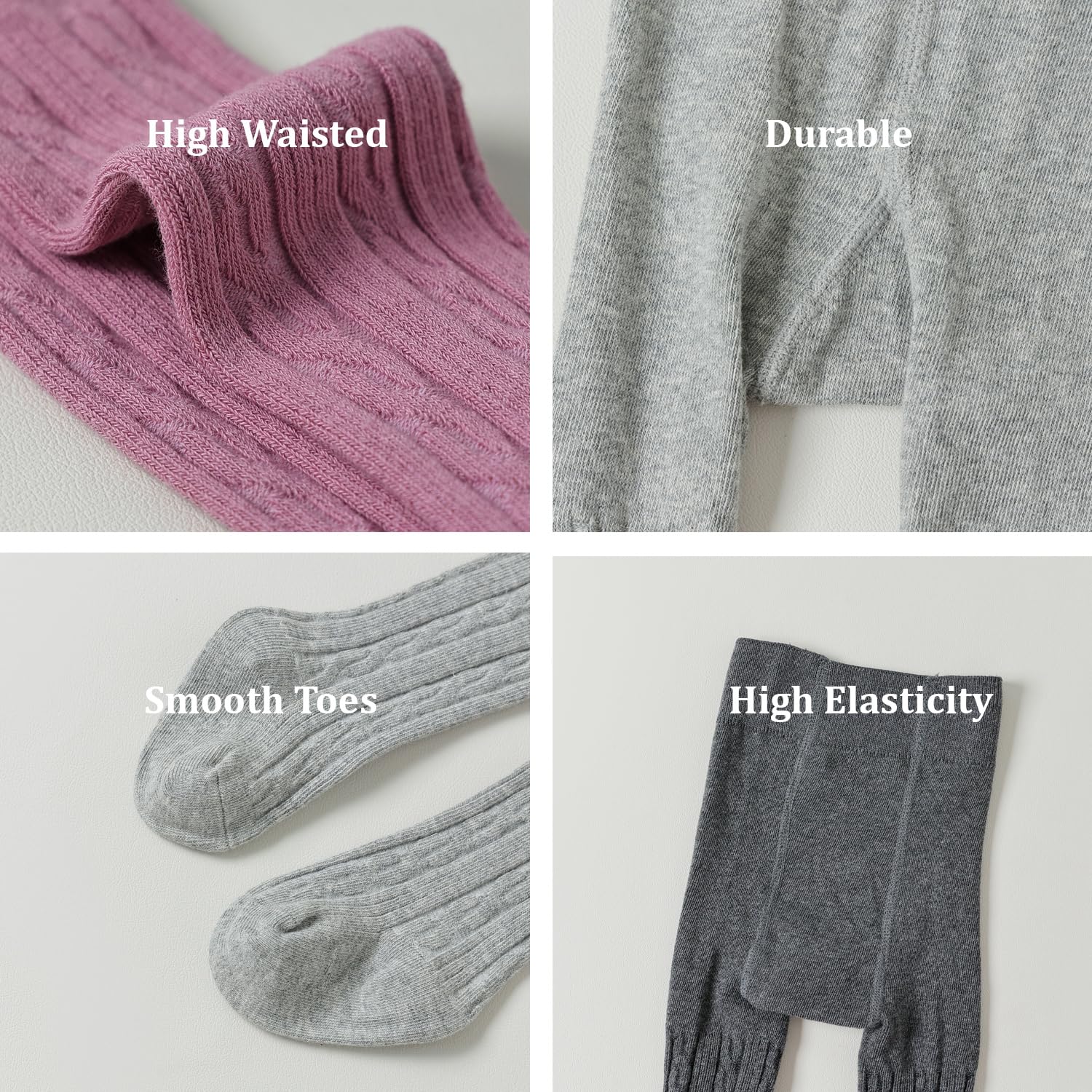 Marchare Medias gruesas de punto trenzado para niñas pequeñas, medias cálidas de invierno para niñas pequeñas, paquete de 1/2/3/4/5