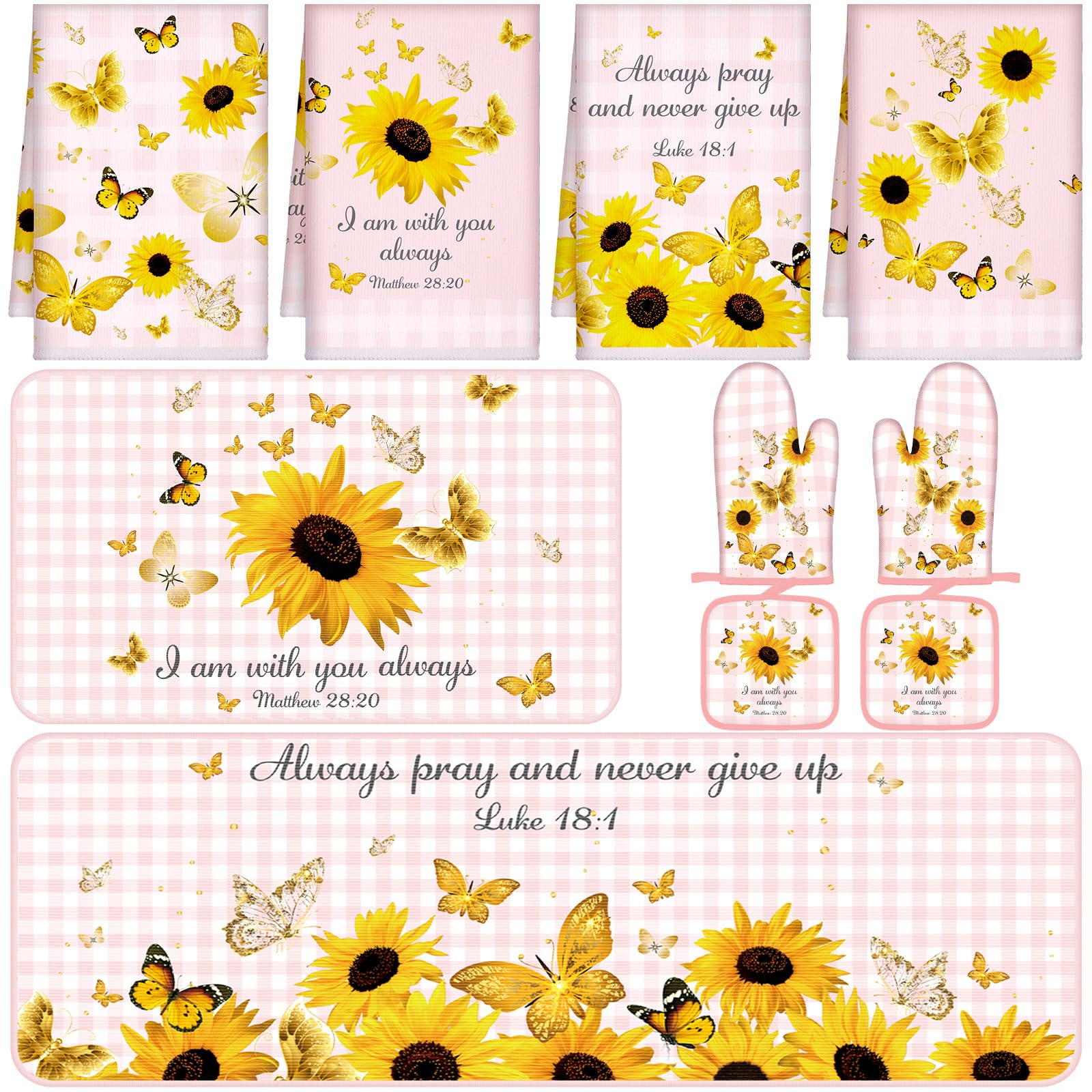 Fourluoo Kitchen Towels & Oven Mitts Set - Farmhouse Decor -17