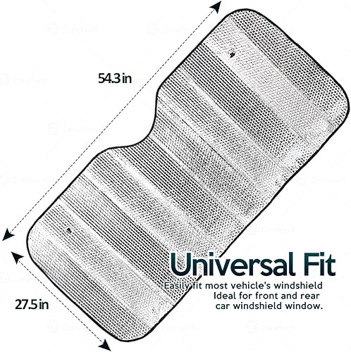 Miniatura 3 de ZONETECH Parasol plegable plateado para automóvil, protector solar reflectante metálico de acordeón de alta calidad