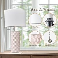 Vista 6 de Juego de 2 lámparas de mesa para sala de estar, lámparas de mesa de cerámica para dormitorio, lámparas modernas de 20 pulgadas para mesitas