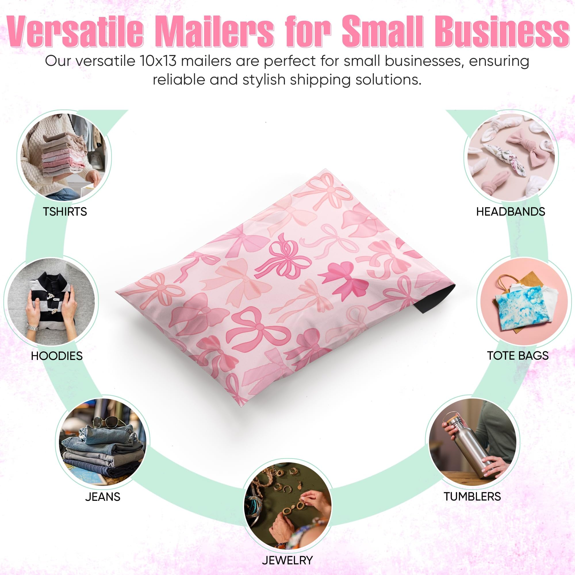 Package Mint Sobres de polietileno de 10 x 13 pulgadas, sobres de correo impermeables y resistentes a desgarros para suministros de pequeñas empresas, bolsas de envío para ropa, lazos